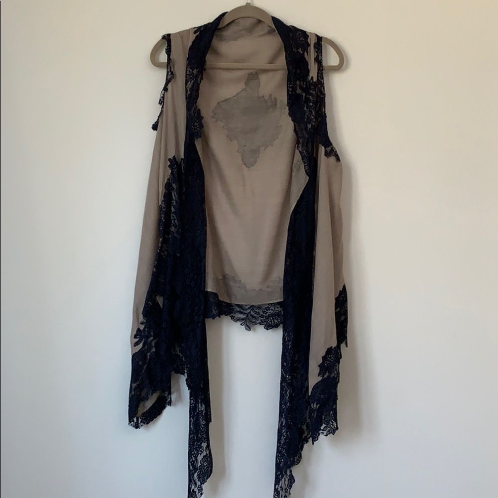 Navy Lace Vest with Back Detailing